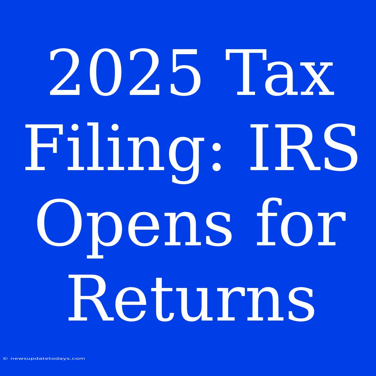 2025 Tax Filing: IRS Opens For Returns