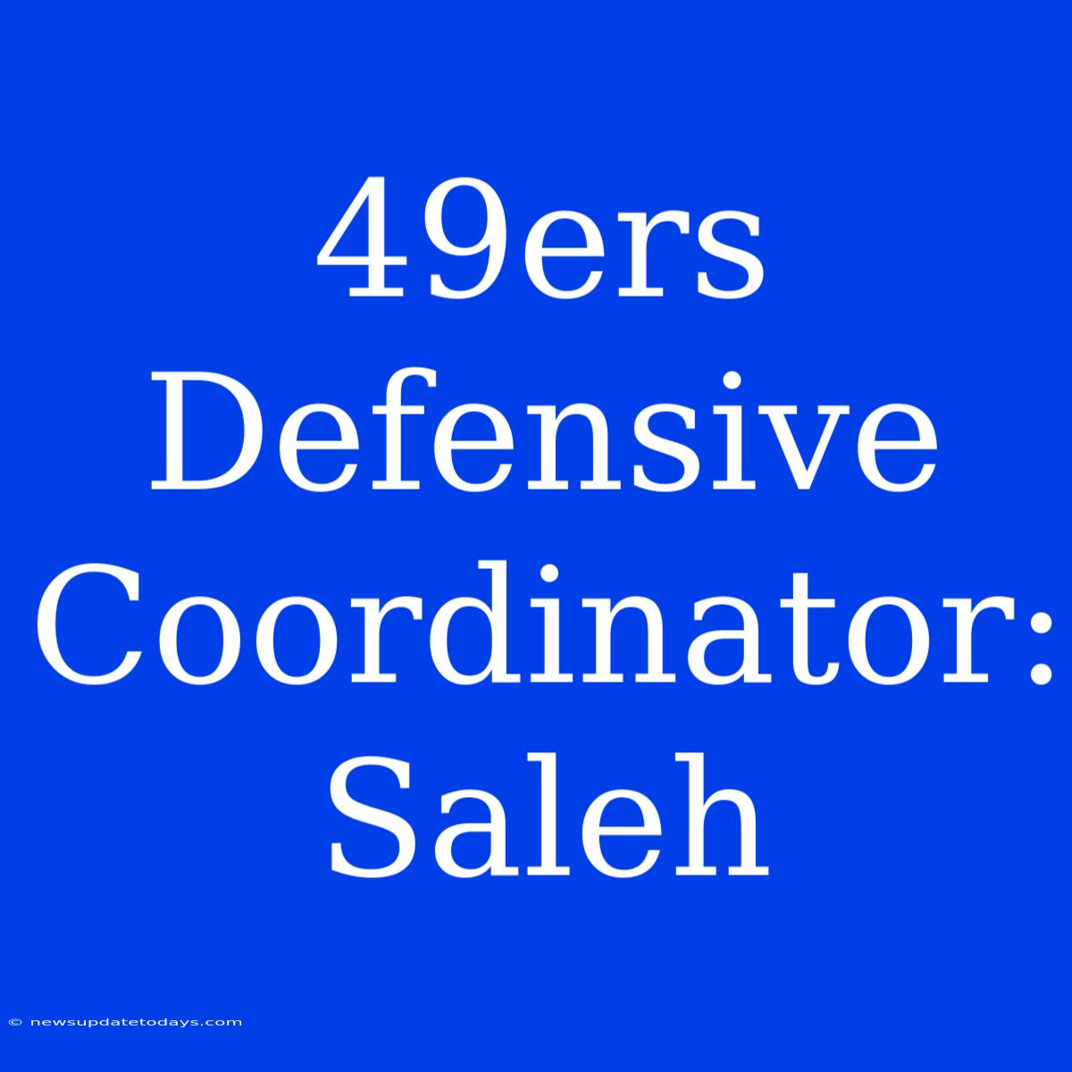 49ers Defensive Coordinator: Saleh