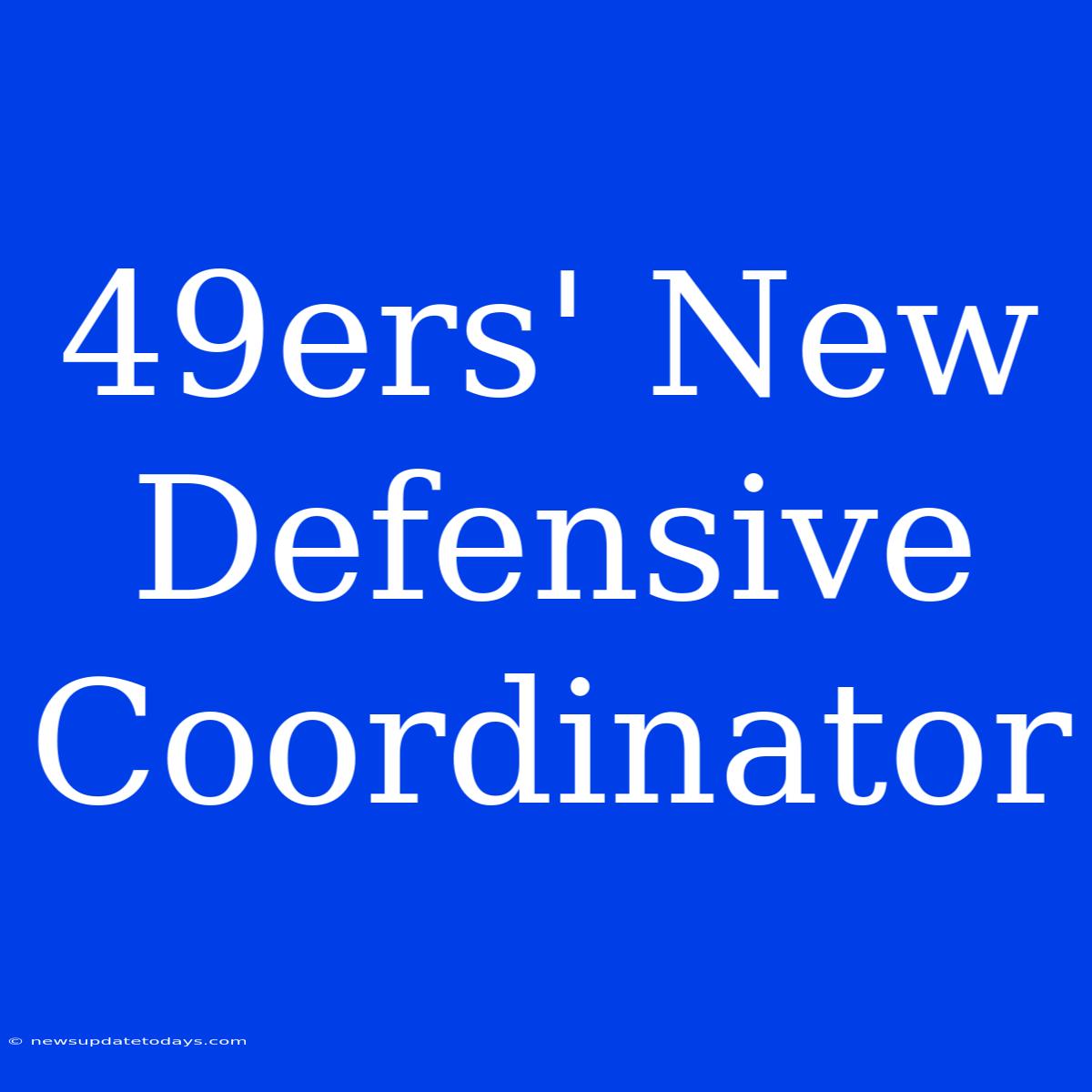 49ers' New Defensive Coordinator