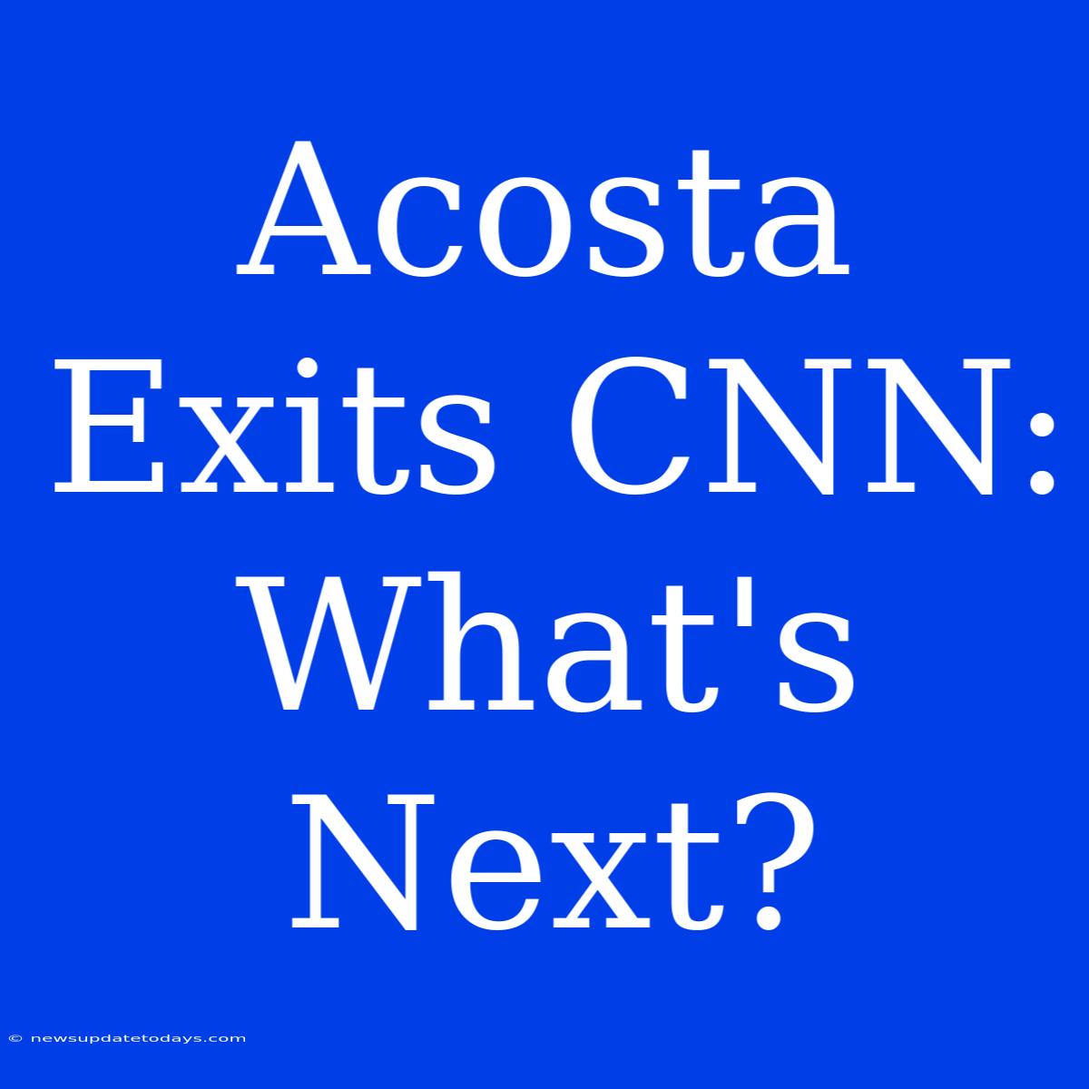 Acosta Exits CNN: What's Next?