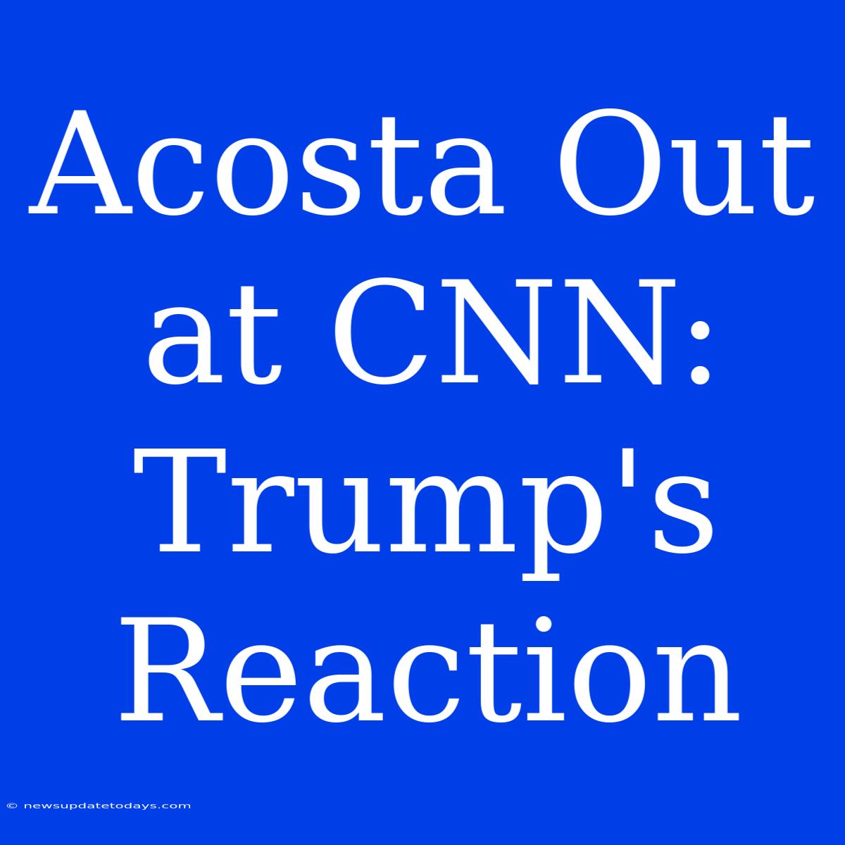 Acosta Out At CNN: Trump's Reaction