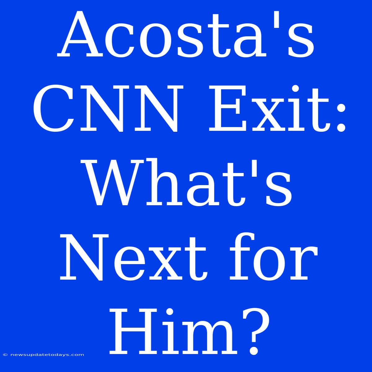 Acosta's CNN Exit: What's Next For Him?