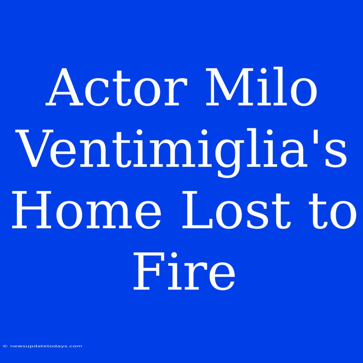 Actor Milo Ventimiglia's Home Lost To Fire