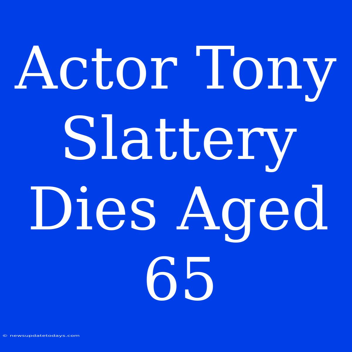 Actor Tony Slattery Dies Aged 65