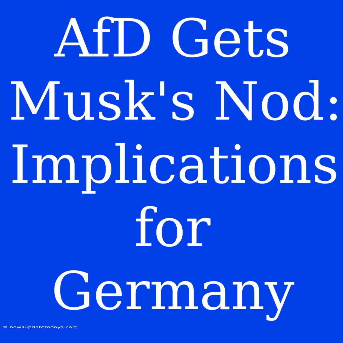 AfD Gets Musk's Nod:  Implications For Germany