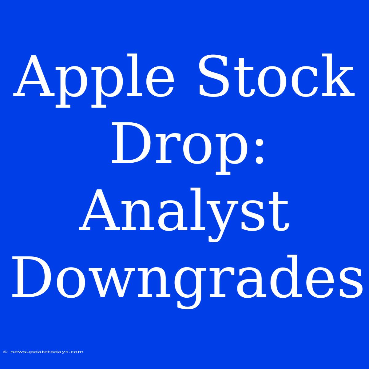 Apple Stock Drop: Analyst Downgrades