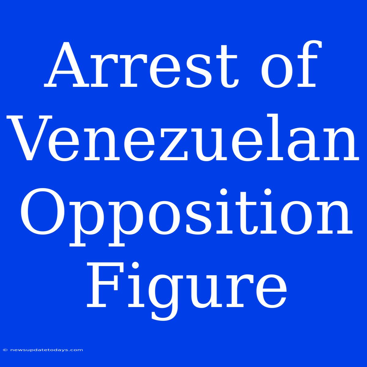 Arrest Of Venezuelan Opposition Figure