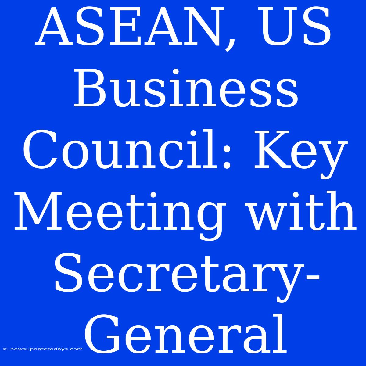 ASEAN, US Business Council: Key Meeting With Secretary-General