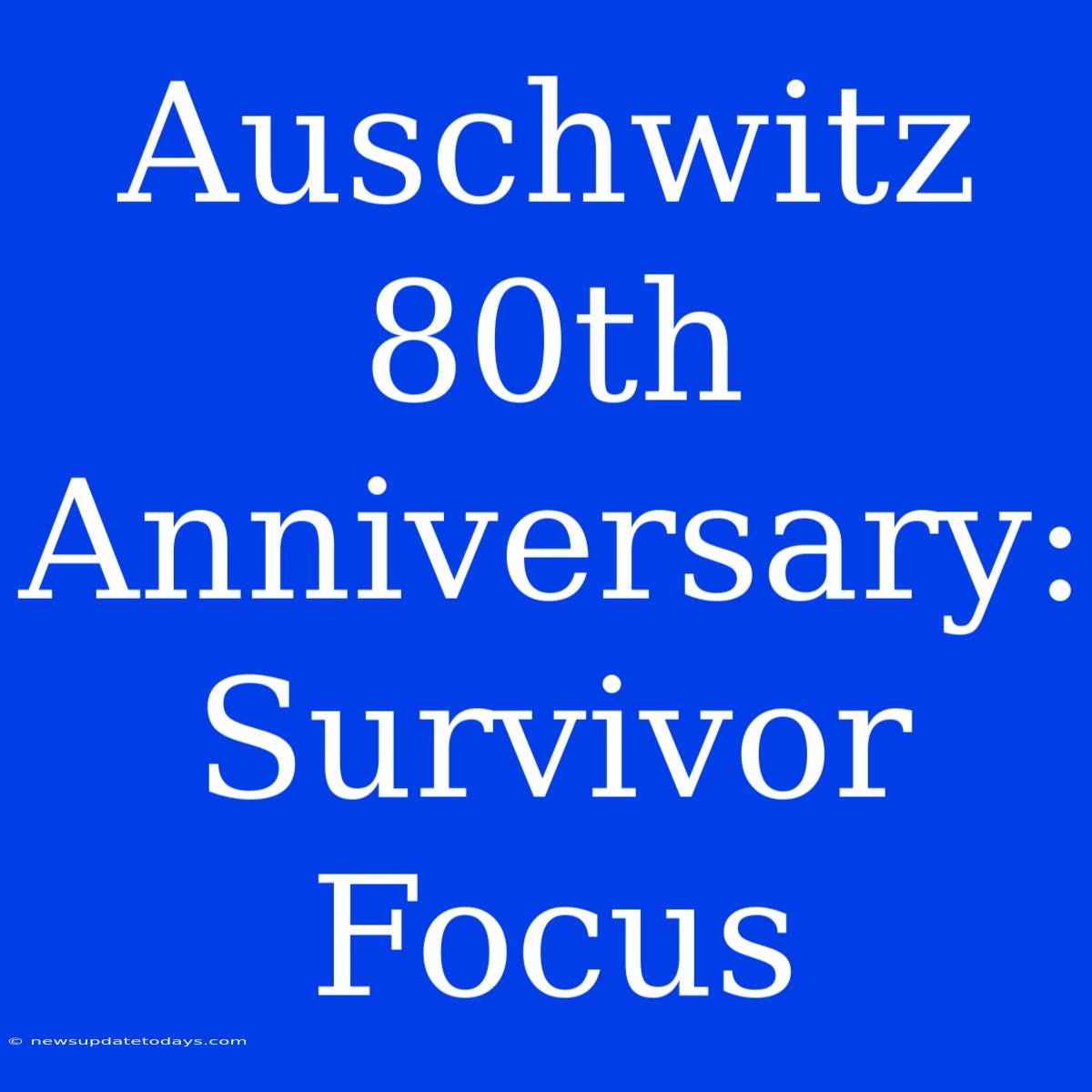 Auschwitz 80th Anniversary: Survivor Focus