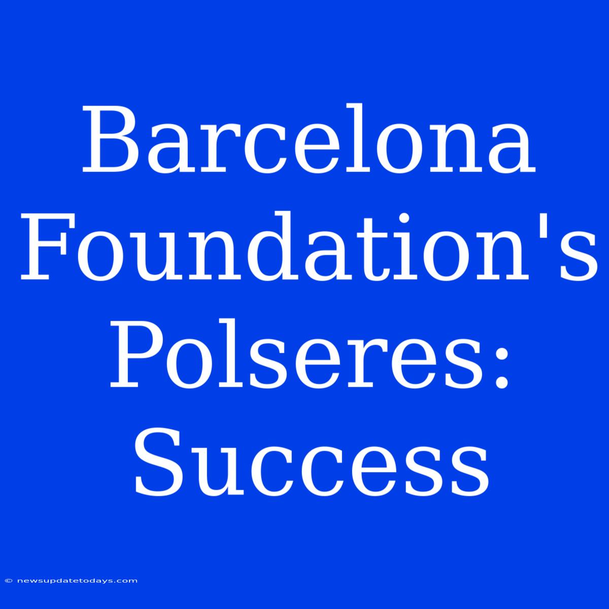 Barcelona Foundation's Polseres: Success