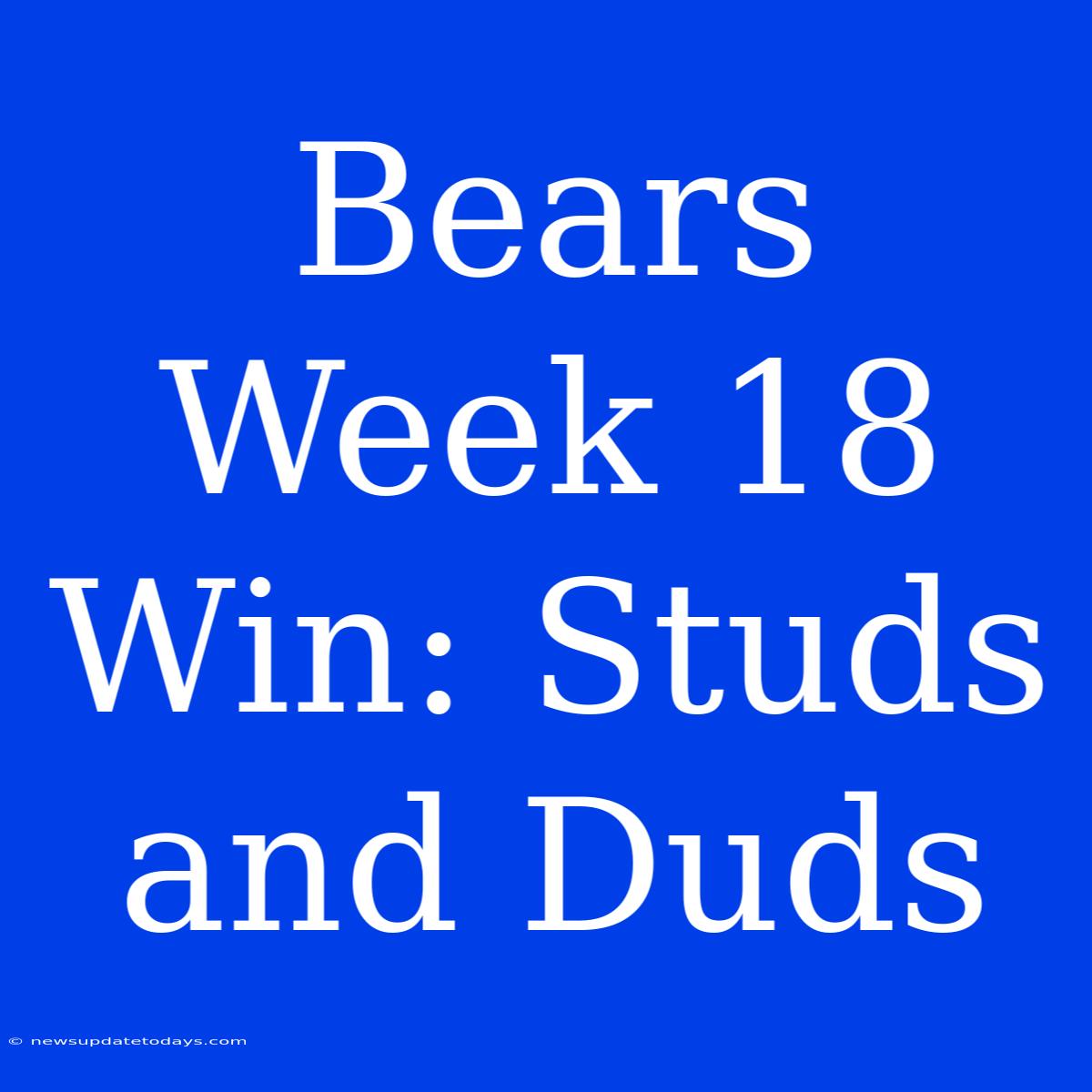 Bears Week 18 Win: Studs And Duds