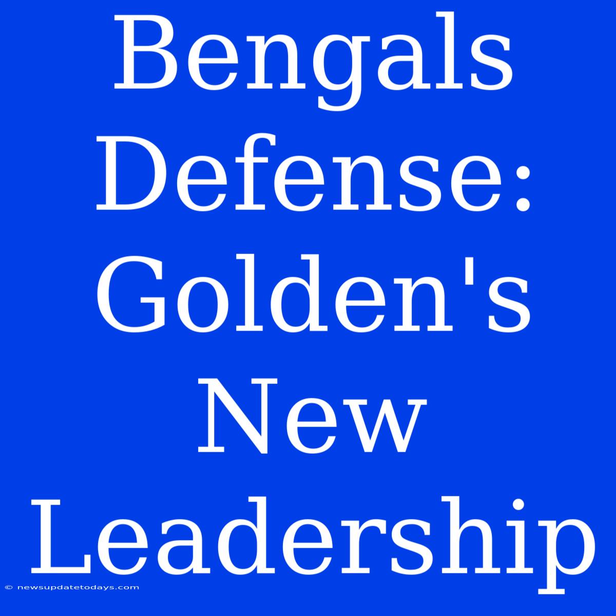 Bengals Defense: Golden's New Leadership