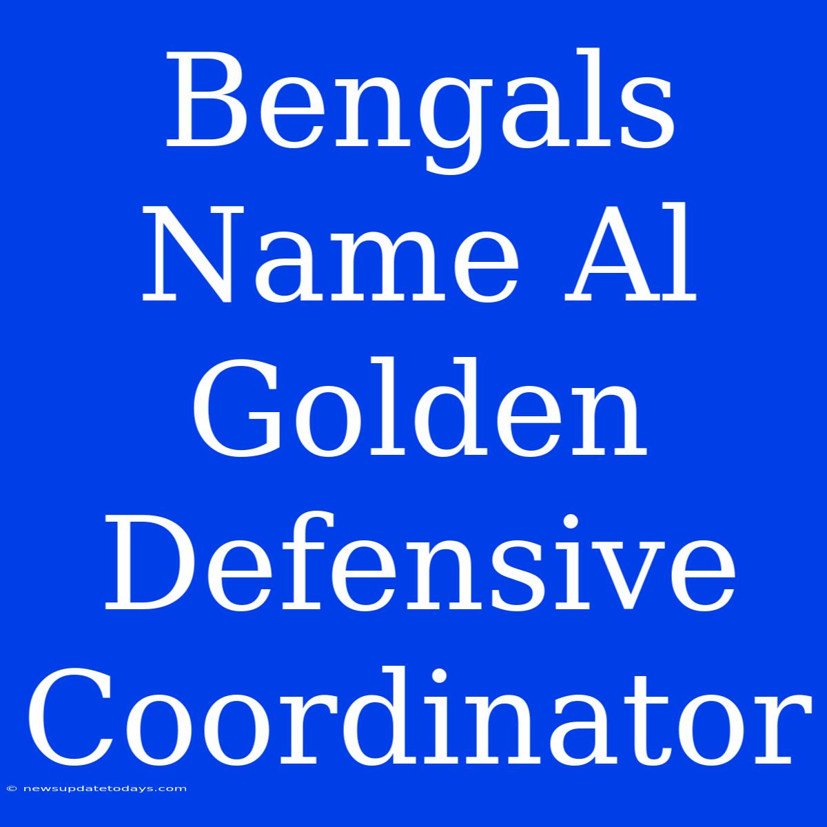 Bengals Name Al Golden Defensive Coordinator