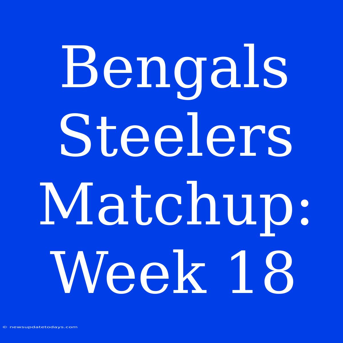 Bengals Steelers Matchup: Week 18