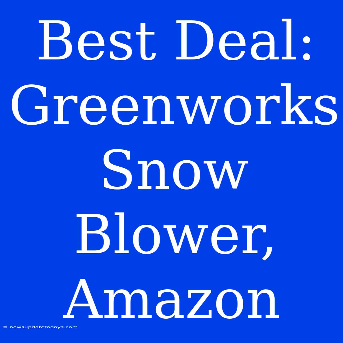 Best Deal: Greenworks Snow Blower, Amazon