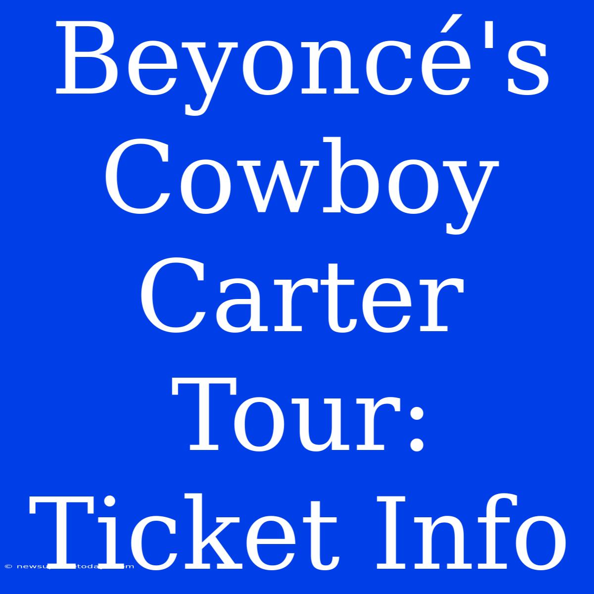 Beyoncé's Cowboy Carter Tour: Ticket Info