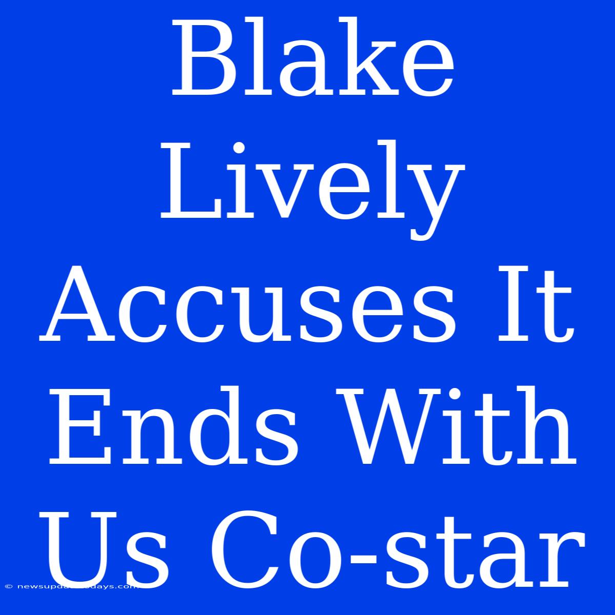 Blake Lively Accuses It Ends With Us Co-star