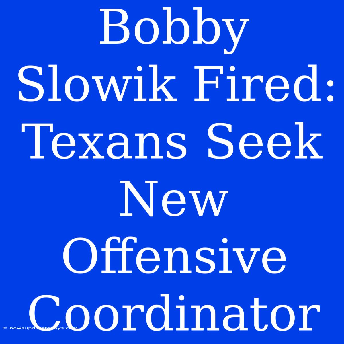 Bobby Slowik Fired: Texans Seek New Offensive Coordinator