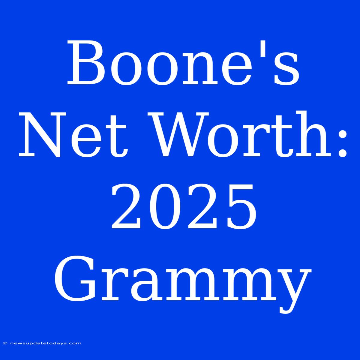 Boone's Net Worth: 2025 Grammy