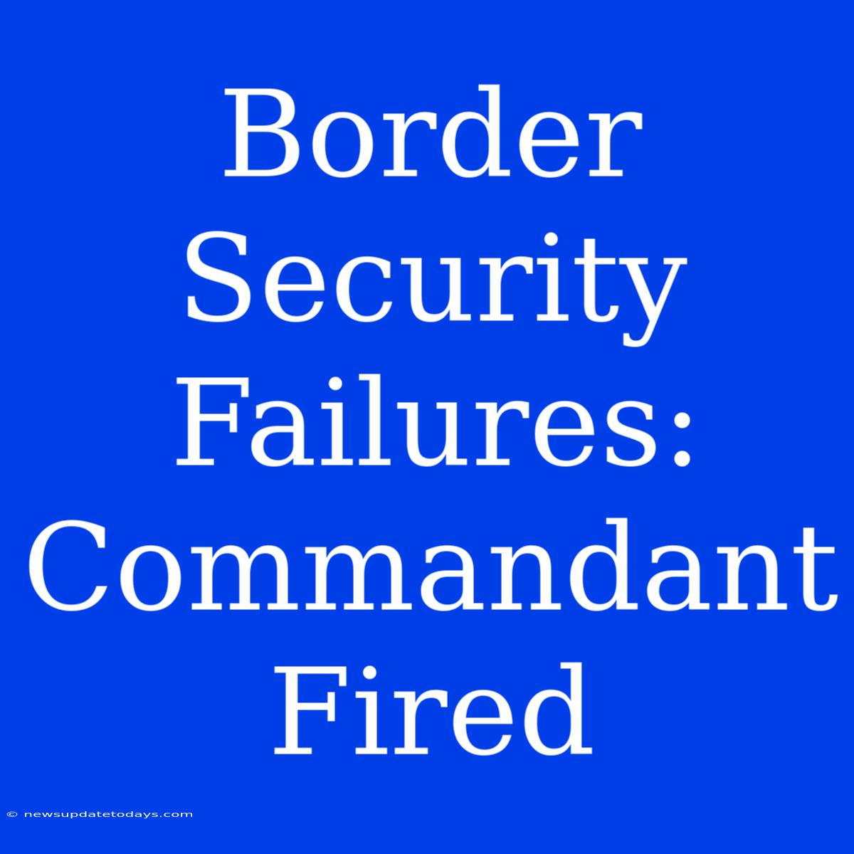 Border Security Failures: Commandant Fired