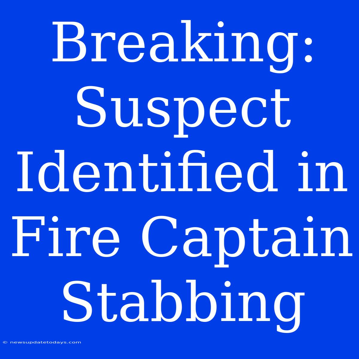 Breaking: Suspect Identified In Fire Captain Stabbing