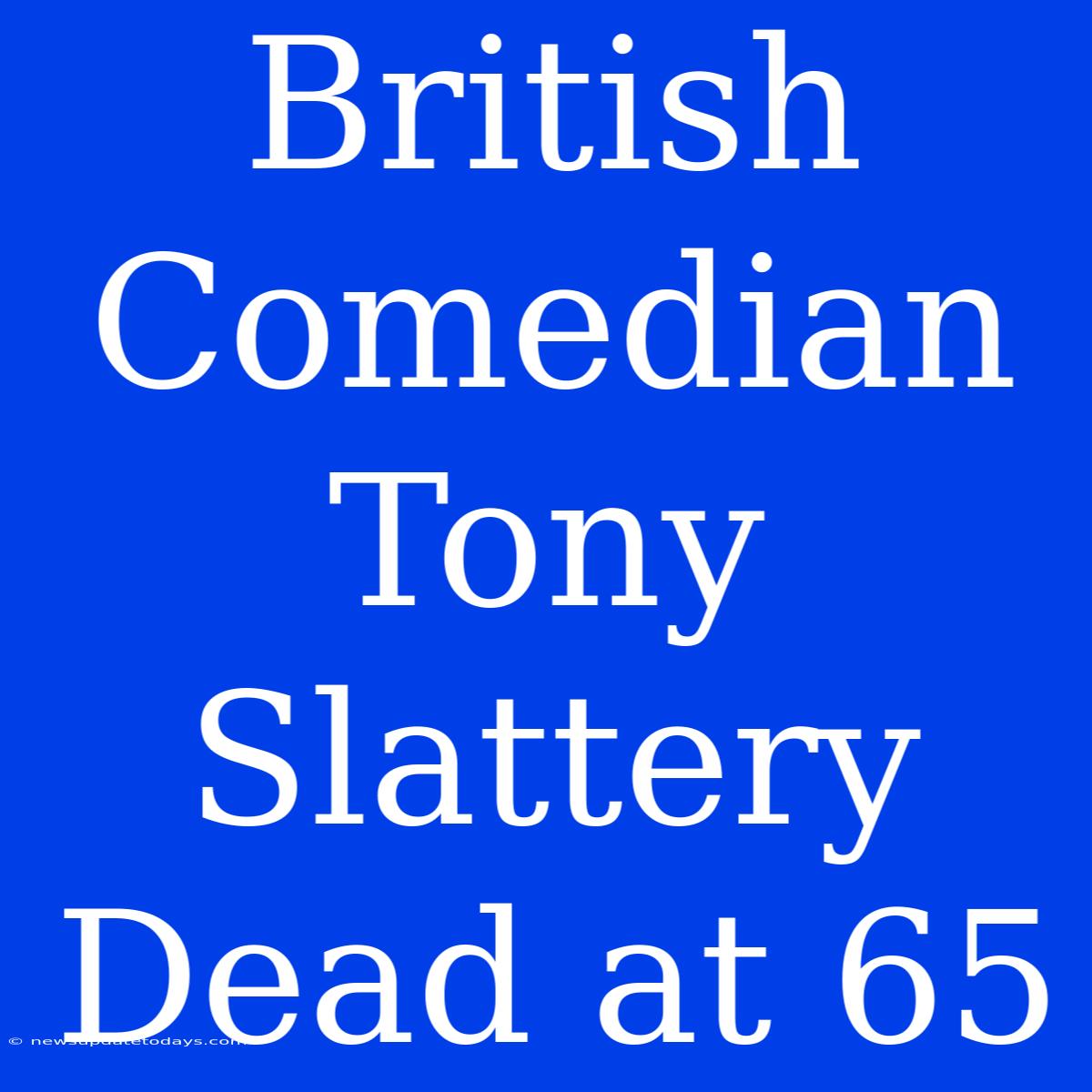 British Comedian Tony Slattery Dead At 65