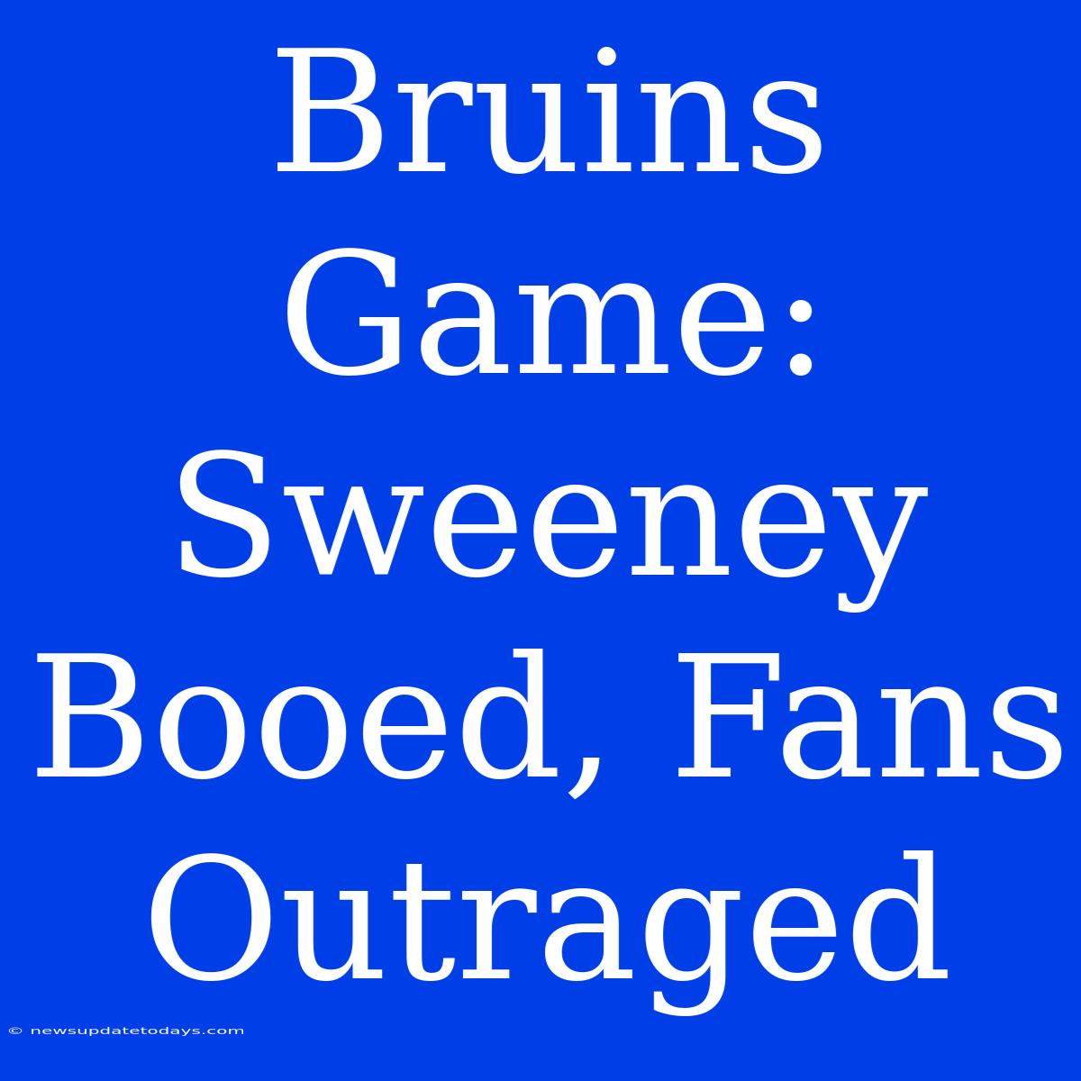 Bruins Game: Sweeney Booed, Fans Outraged