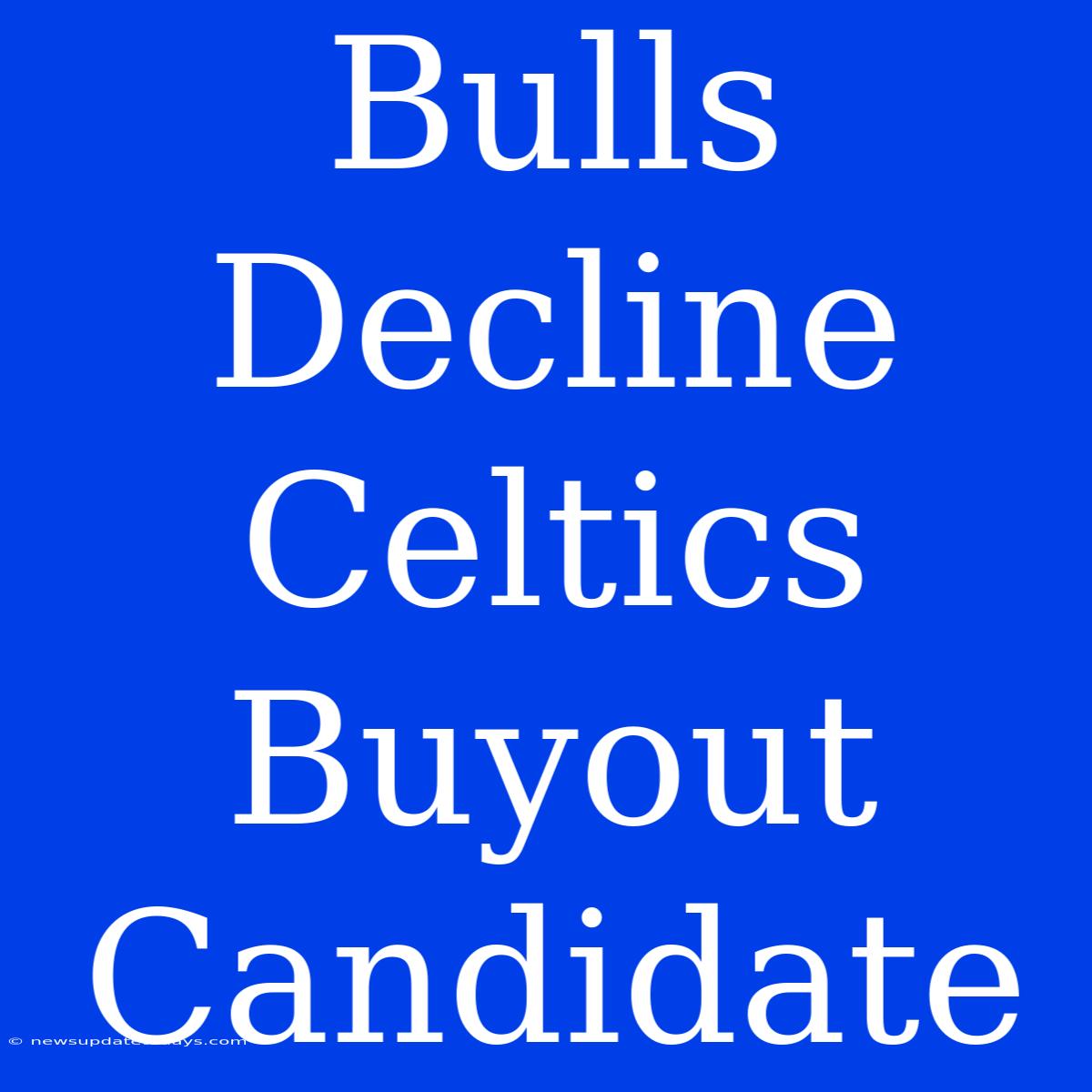 Bulls Decline Celtics Buyout Candidate