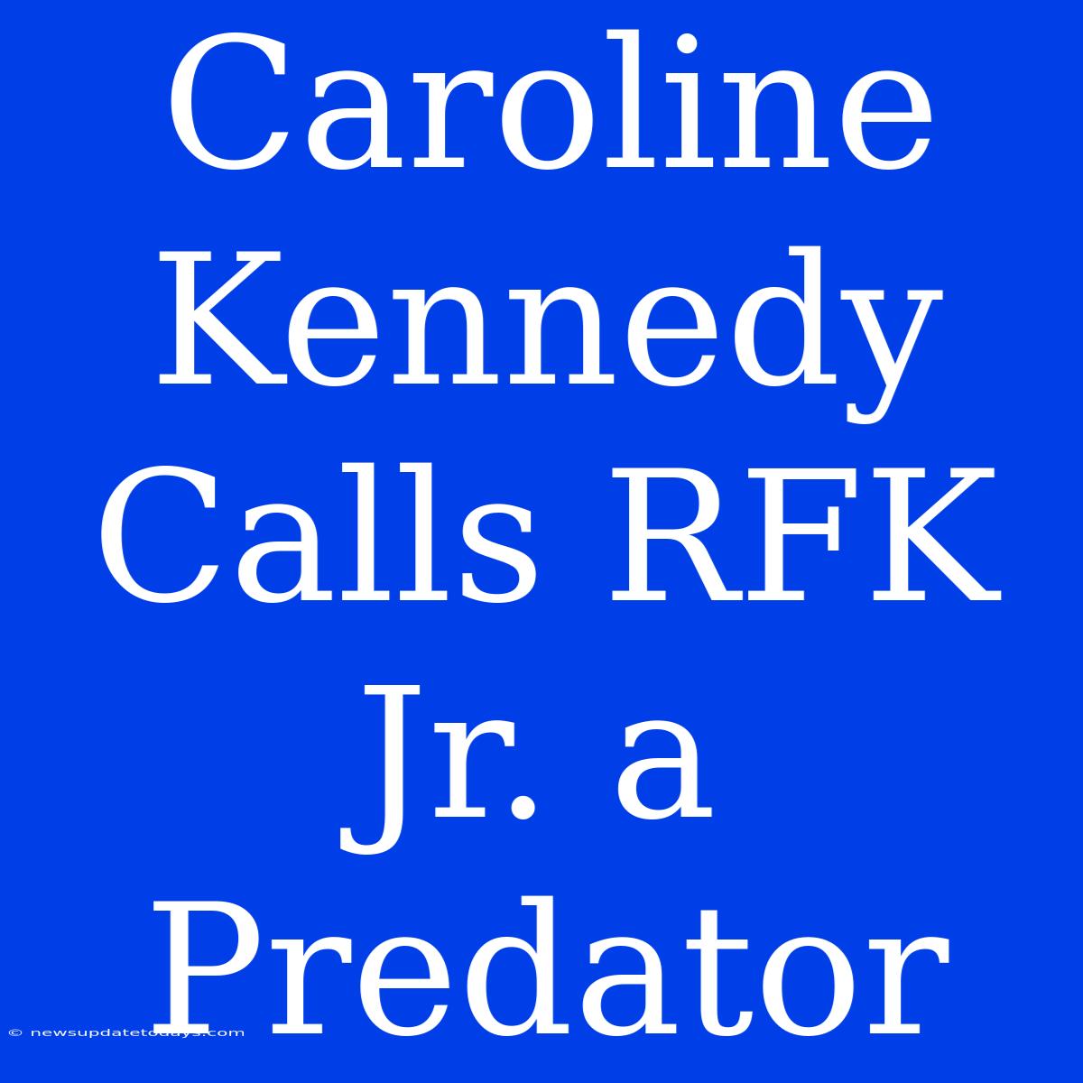 Caroline Kennedy Calls RFK Jr. A Predator