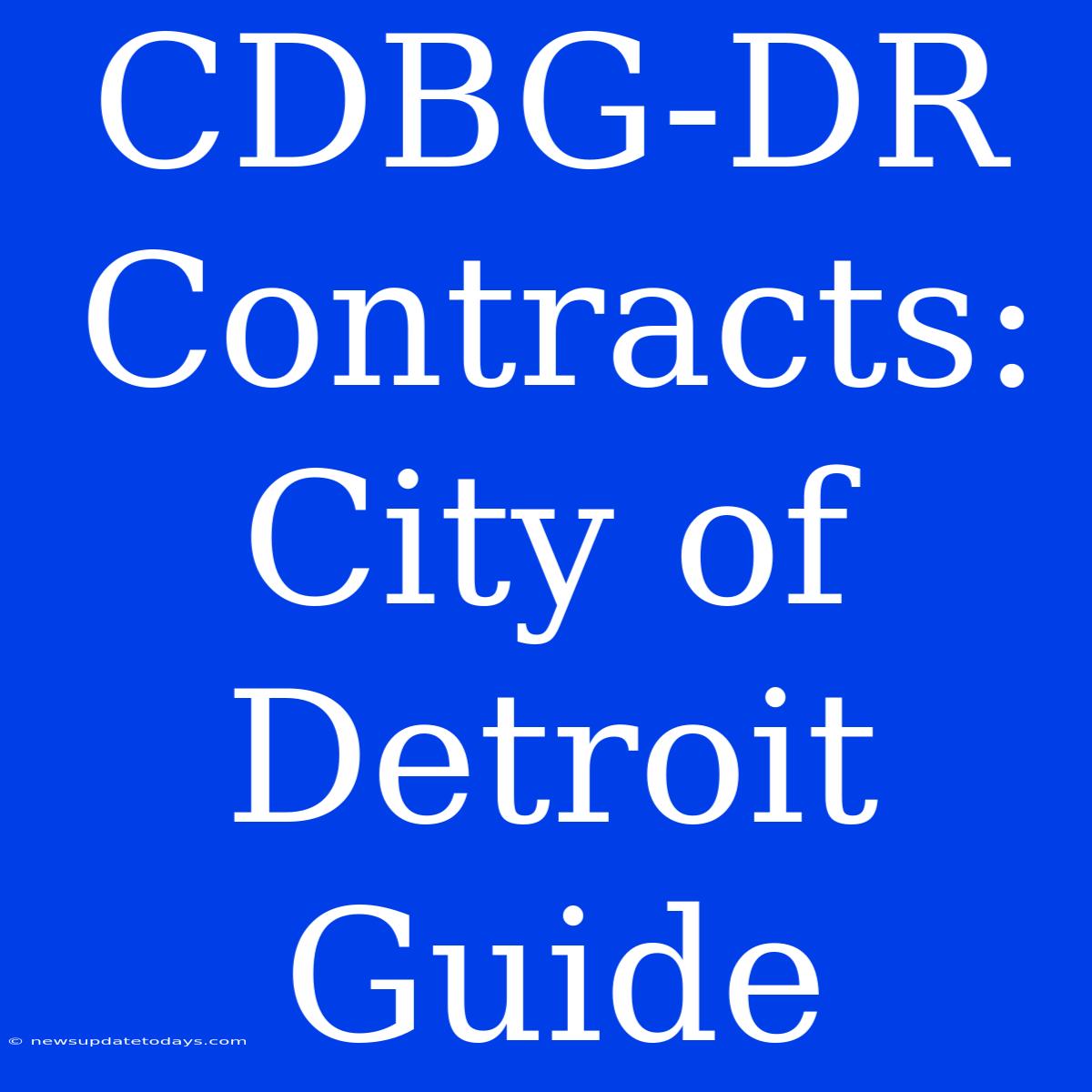 CDBG-DR Contracts: City Of Detroit Guide