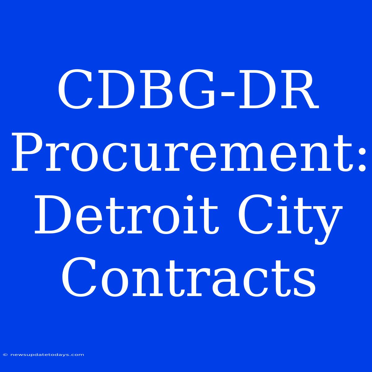 CDBG-DR Procurement: Detroit City Contracts