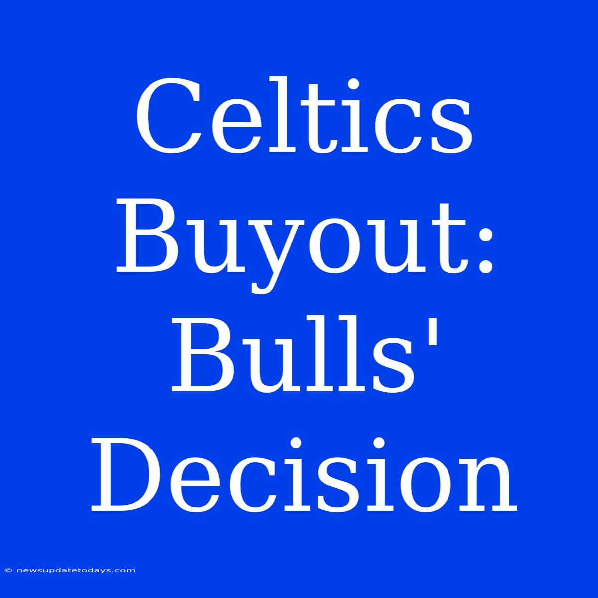 Celtics Buyout: Bulls' Decision