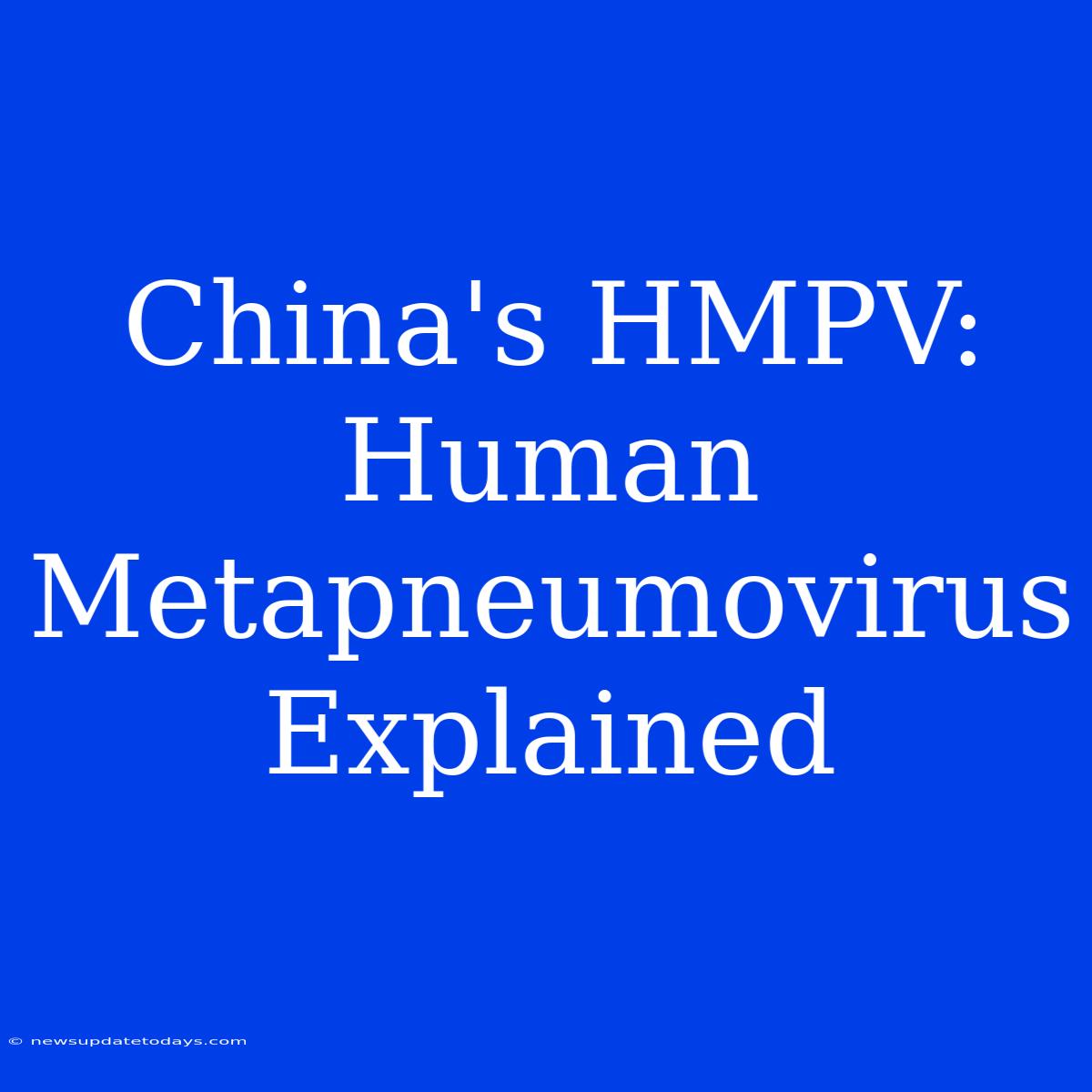 China's HMPV: Human Metapneumovirus Explained