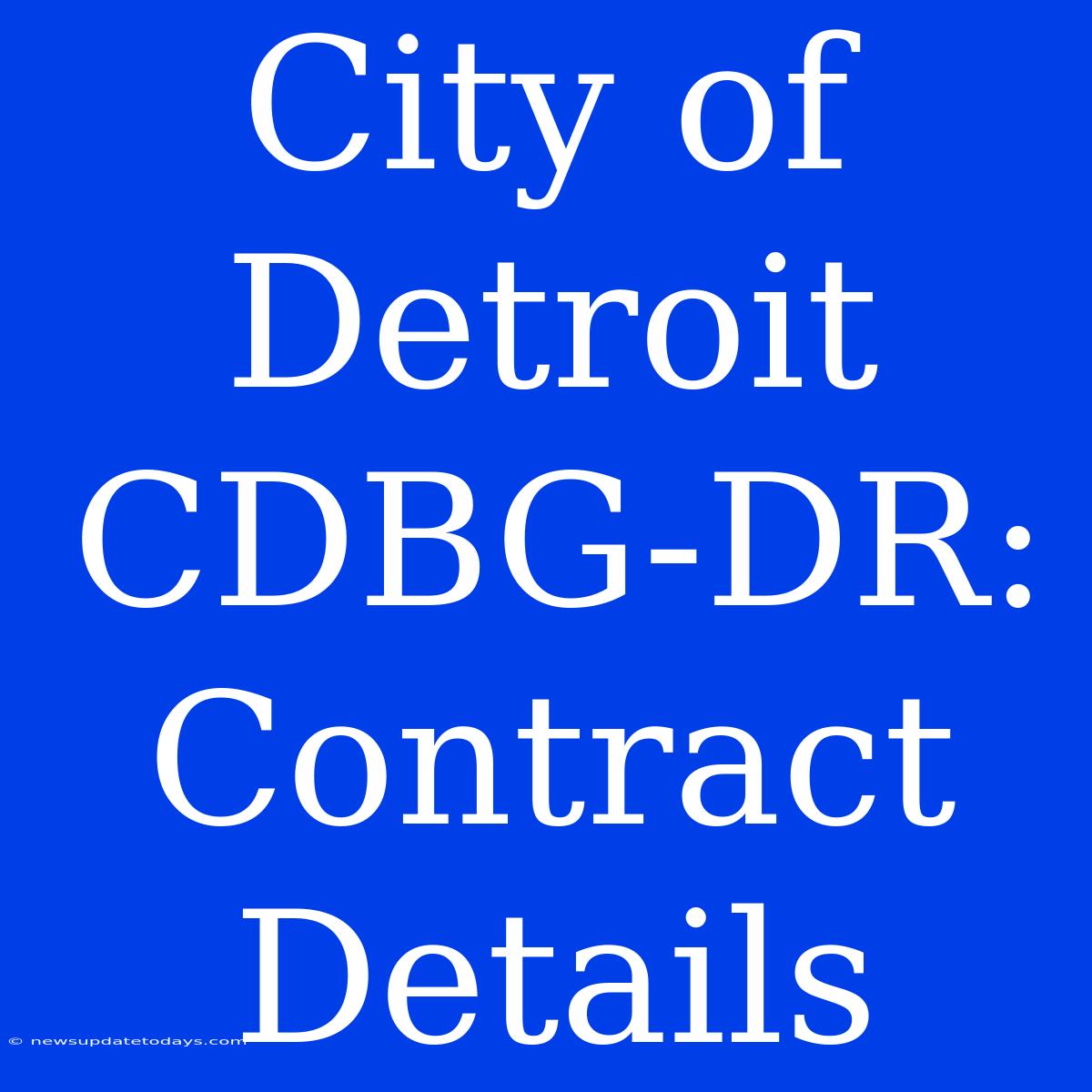 City Of Detroit CDBG-DR: Contract Details