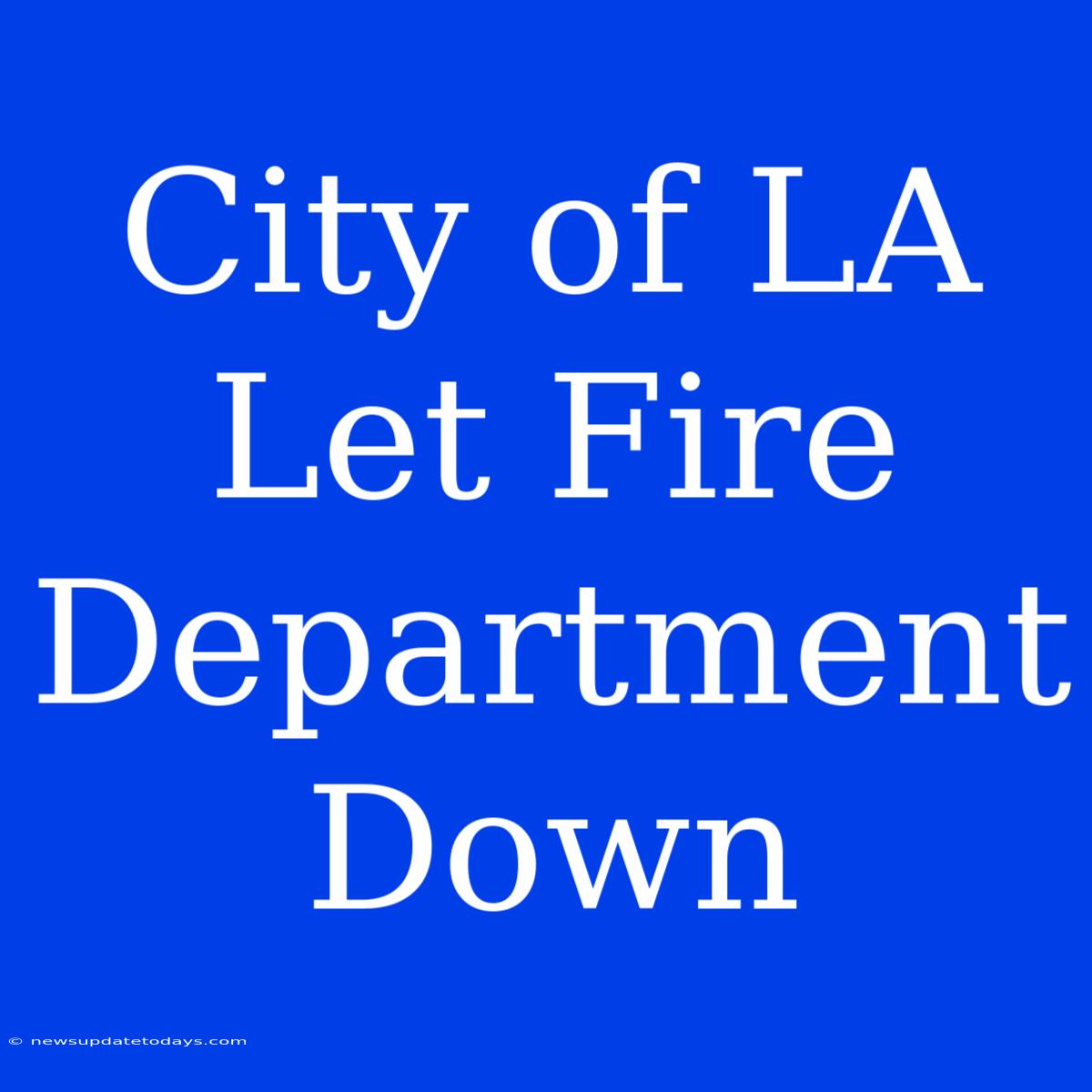 City Of LA Let Fire Department Down