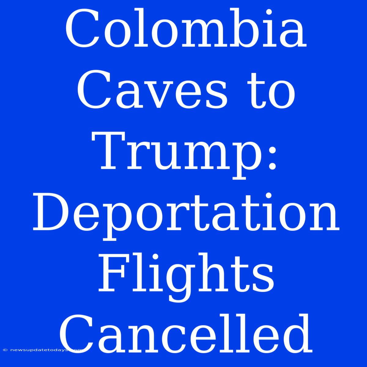 Colombia Caves To Trump: Deportation Flights Cancelled