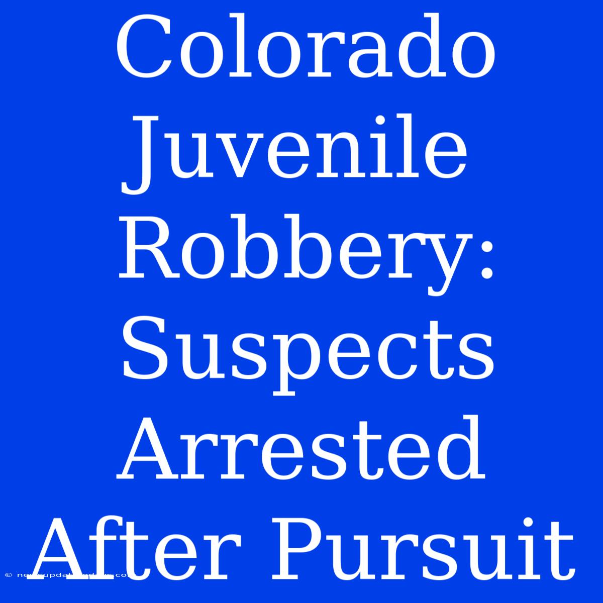 Colorado Juvenile Robbery: Suspects Arrested After Pursuit