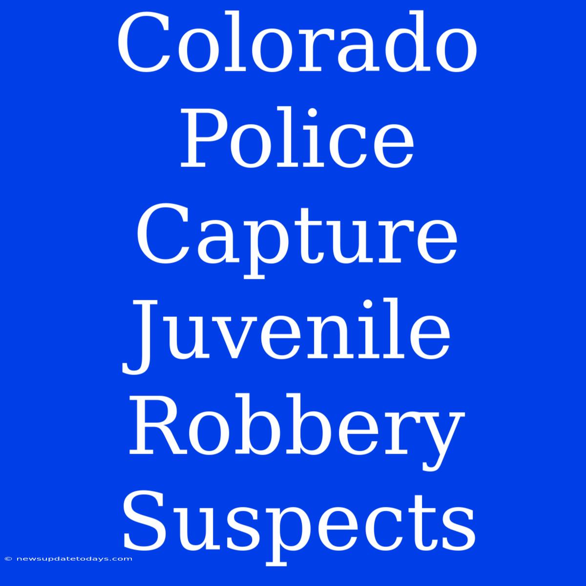 Colorado Police Capture Juvenile Robbery Suspects