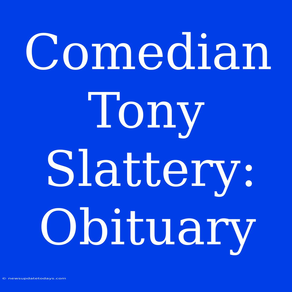 Comedian Tony Slattery: Obituary