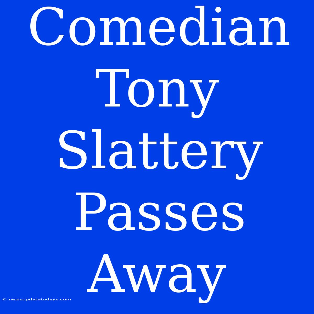 Comedian Tony Slattery Passes Away