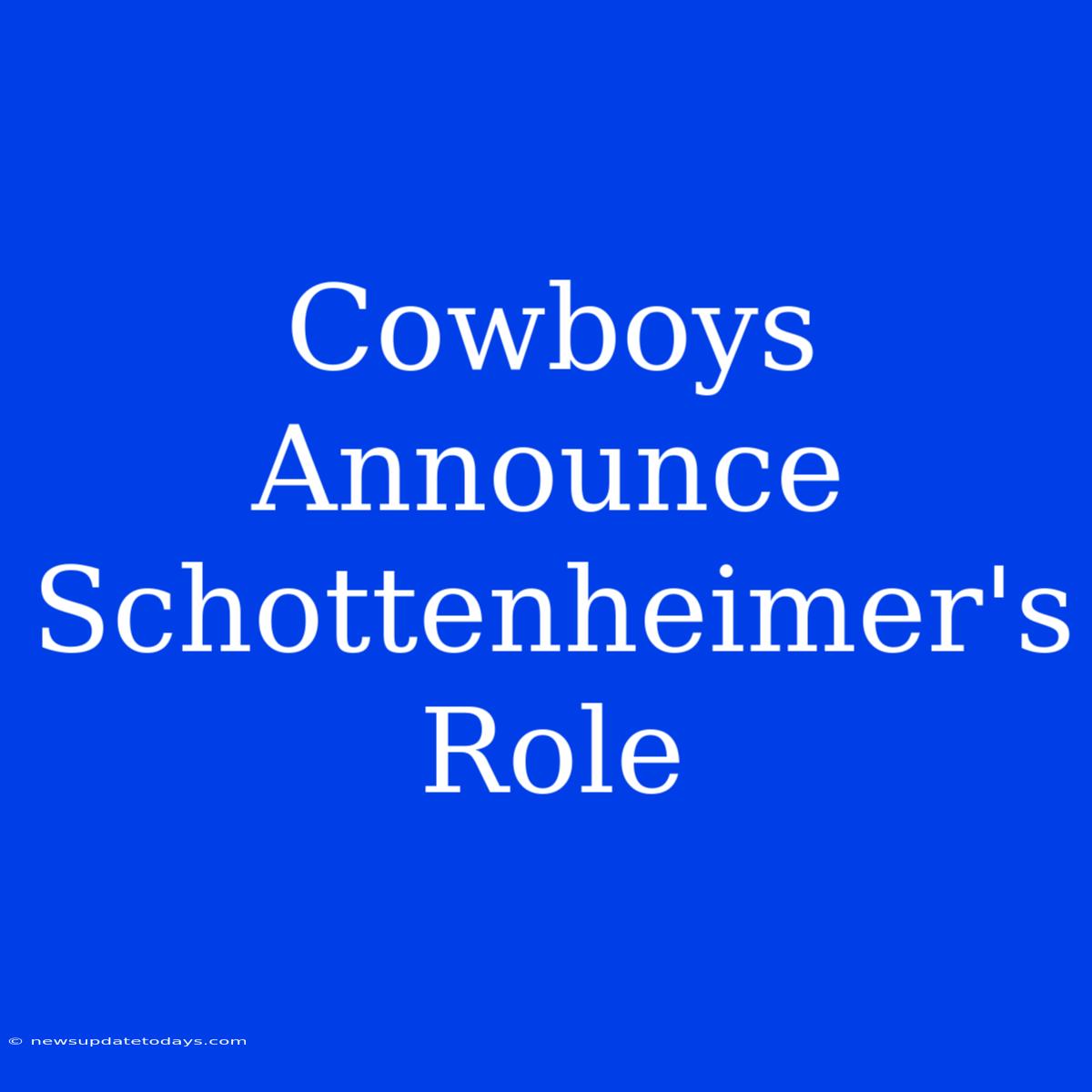 Cowboys Announce Schottenheimer's Role