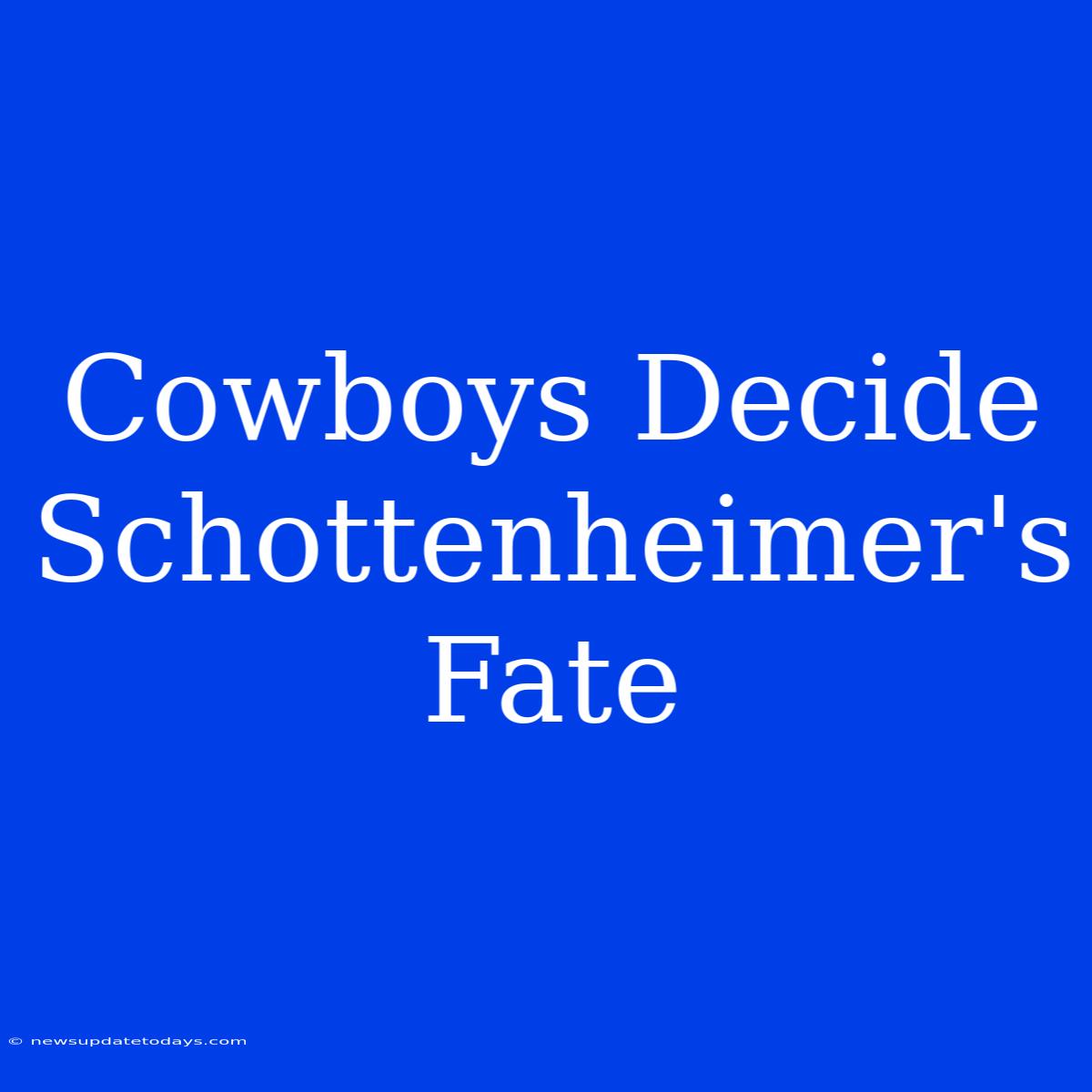 Cowboys Decide Schottenheimer's Fate