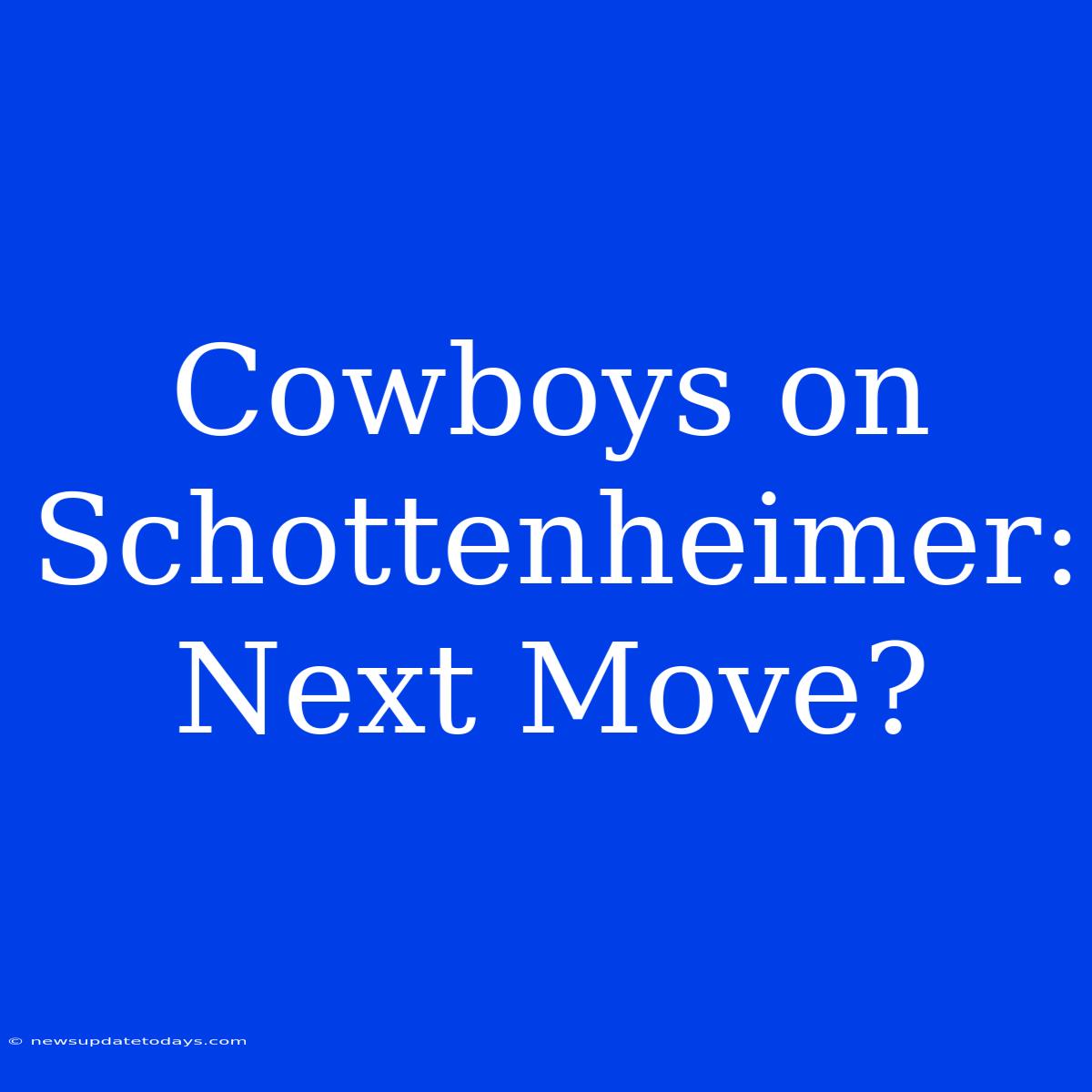 Cowboys On Schottenheimer: Next Move?