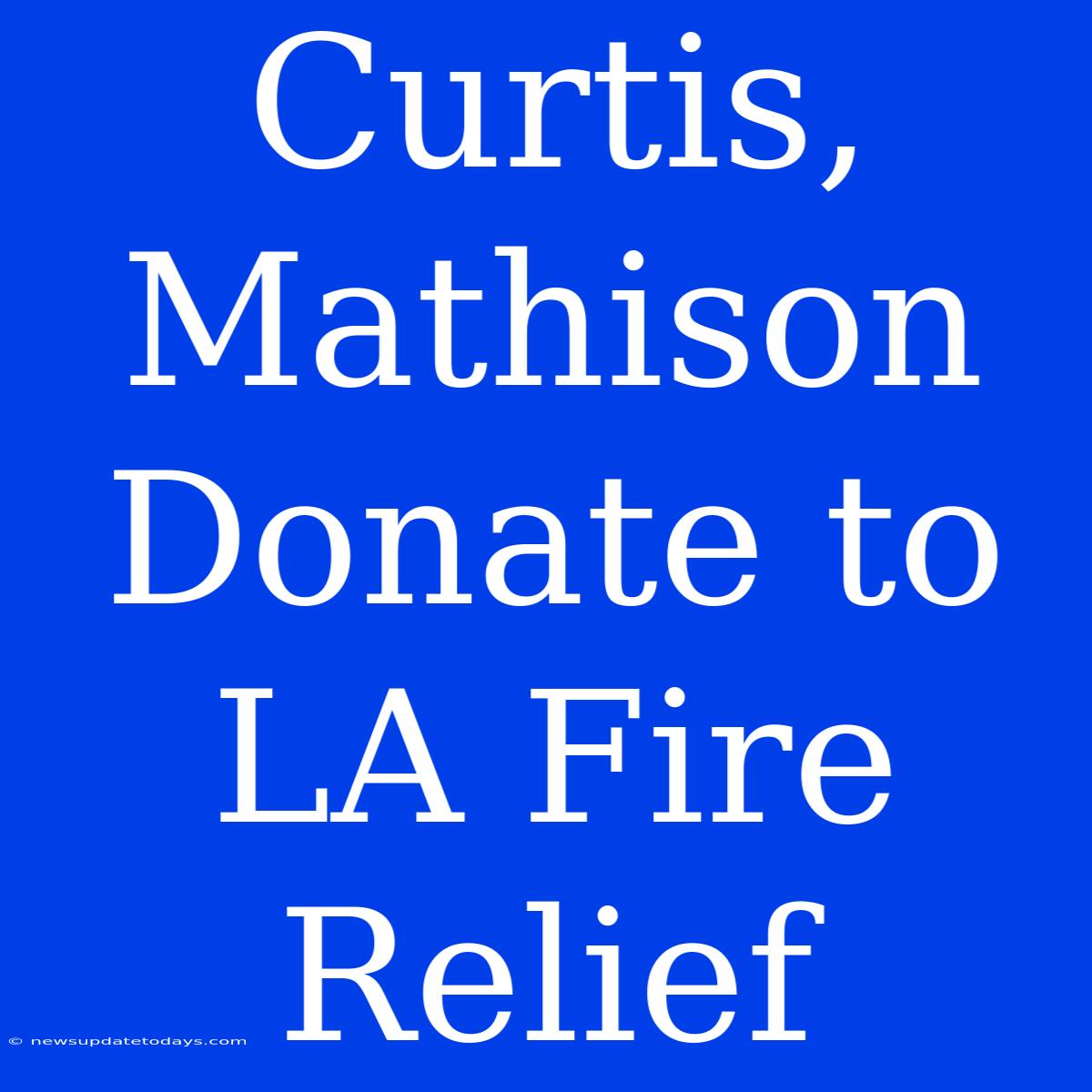 Curtis, Mathison Donate To LA Fire Relief