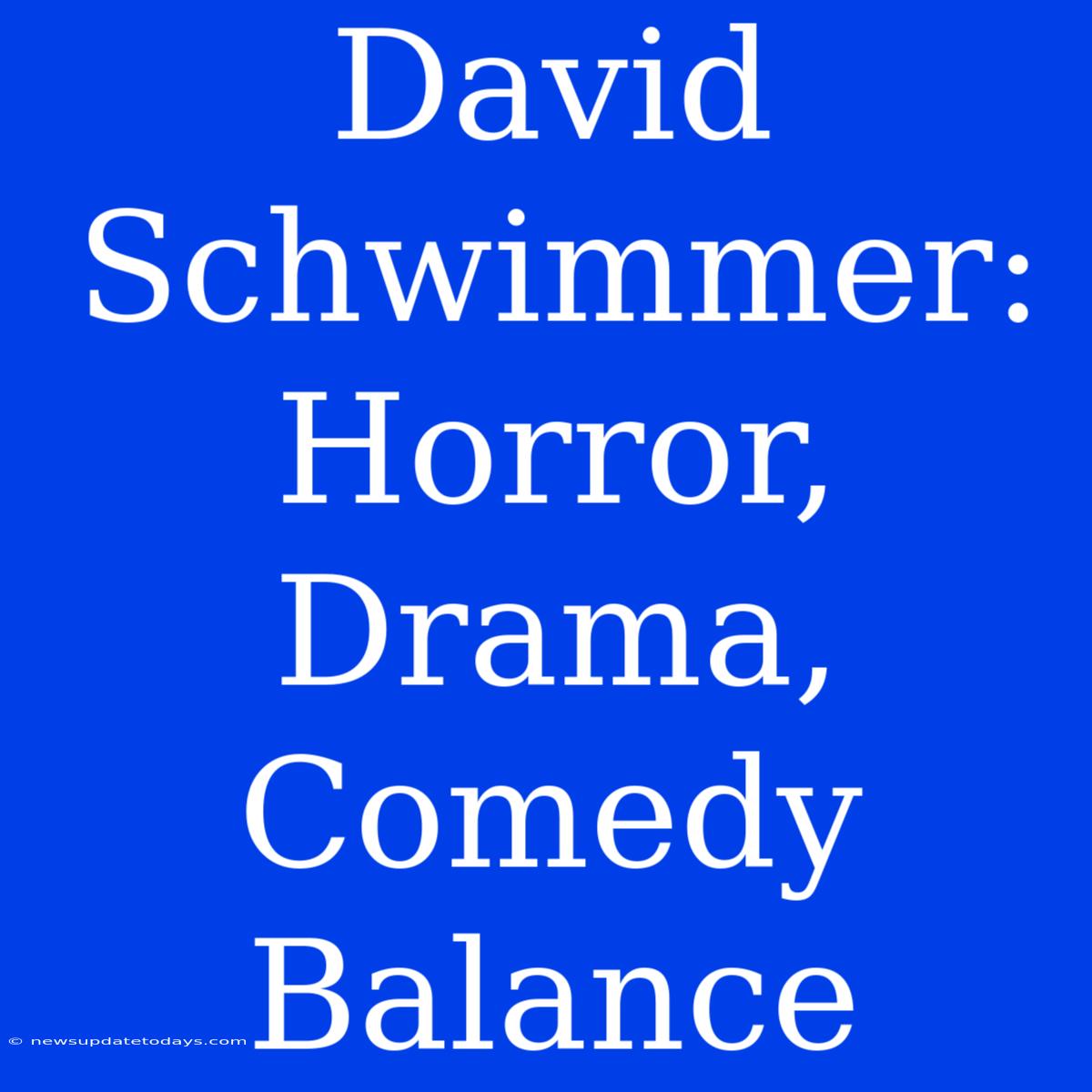 David Schwimmer: Horror, Drama, Comedy Balance