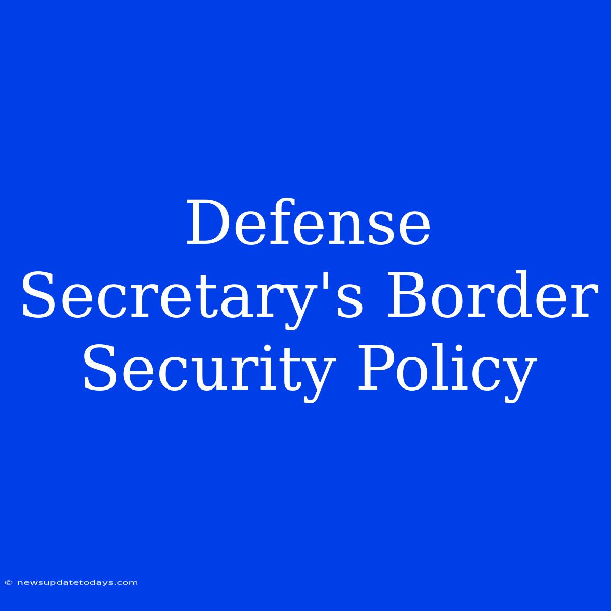 Defense Secretary's Border Security Policy