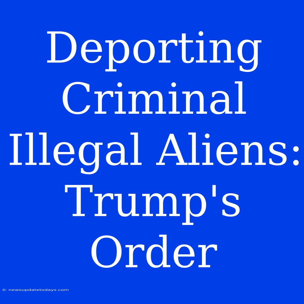 Deporting Criminal Illegal Aliens: Trump's Order