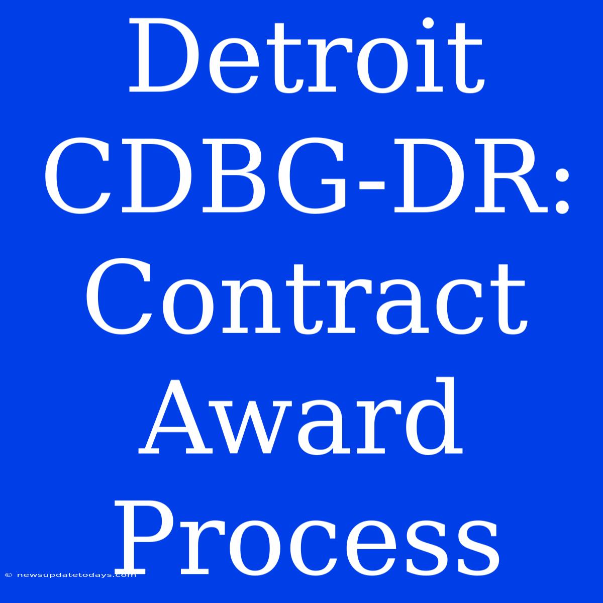 Detroit CDBG-DR: Contract Award Process