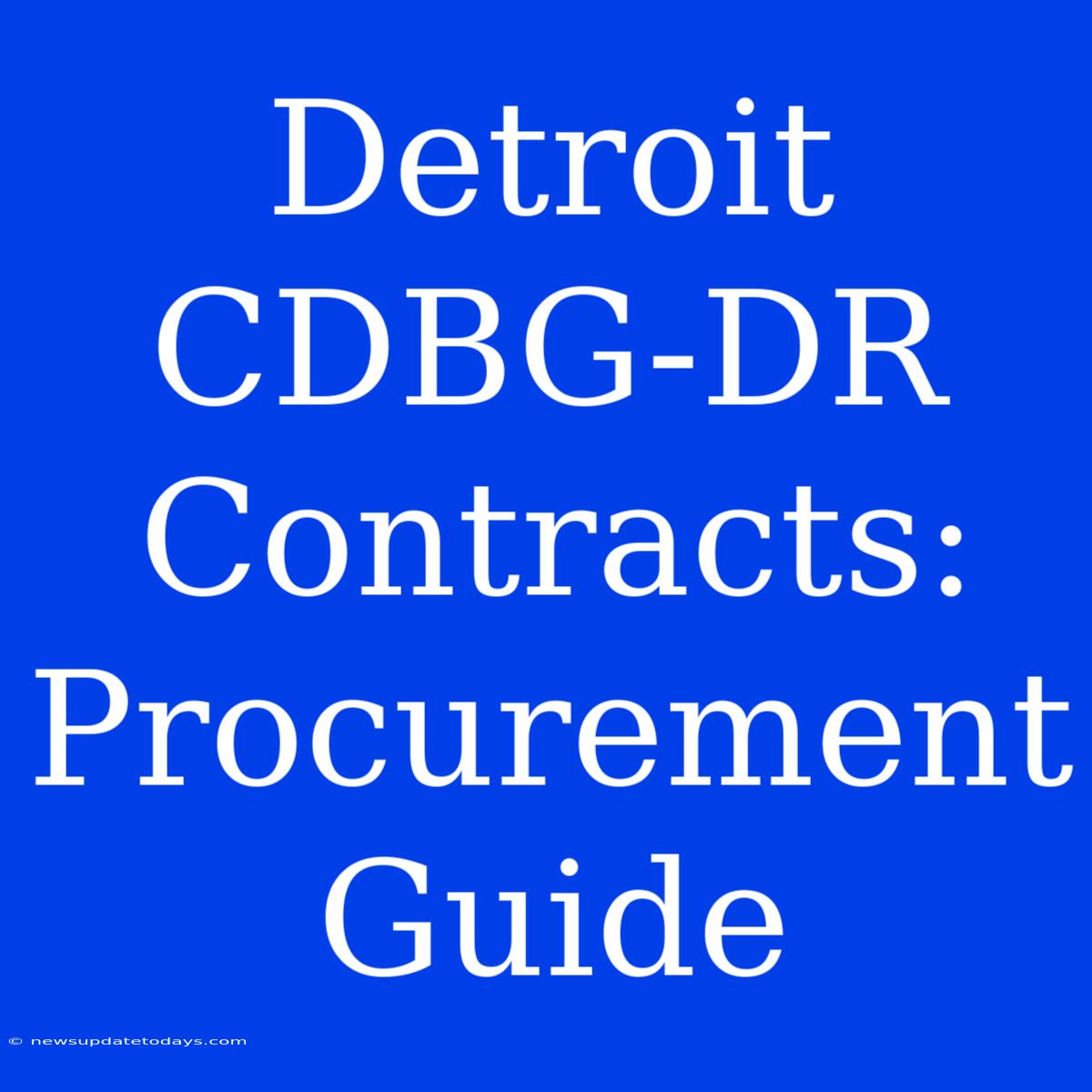 Detroit CDBG-DR Contracts: Procurement Guide