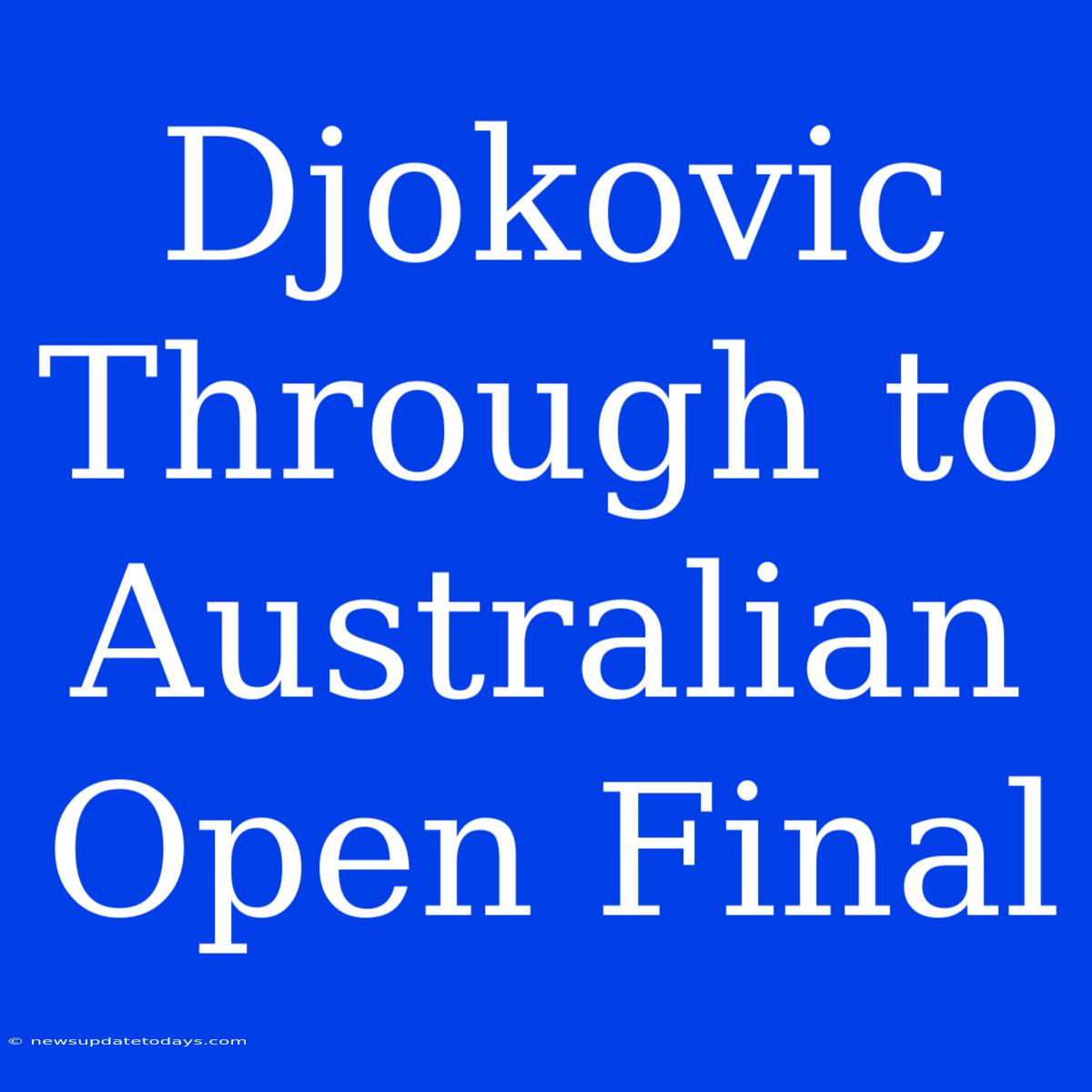 Djokovic Through To Australian Open Final